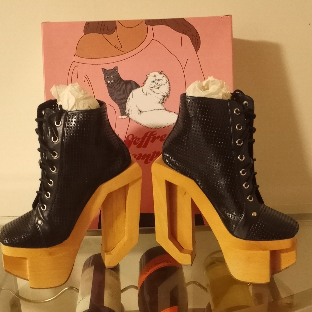 Jeffrey Campbell Wooden Platform Lace Ankle Boot; Size10
